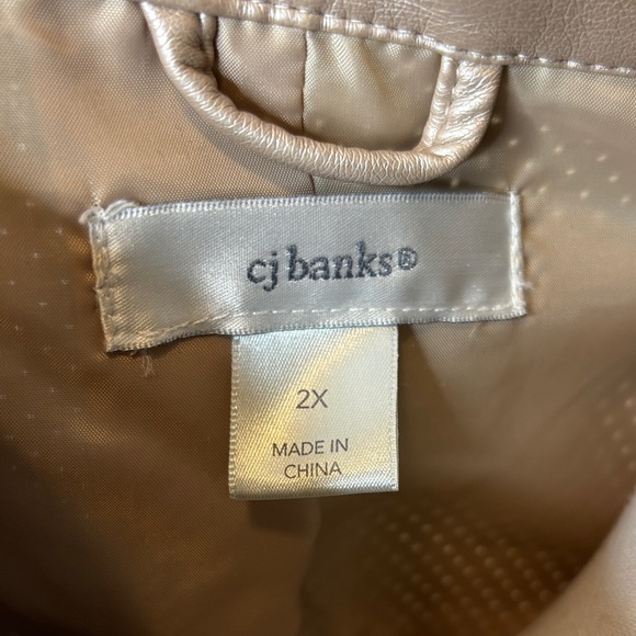 CJ Banks size 2X Women's Metallic rose gold faux Leather Jacket - Picture 8 of 8